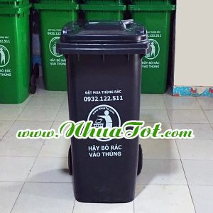 Thùng rác 120 lít, màu đen