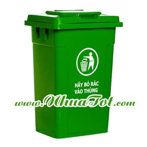 Thùng rác 90 lít, nắp kín, màu xanh lá