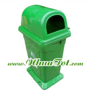 Thùng rác 95 lít, nắp hở, có đế, màu xanh