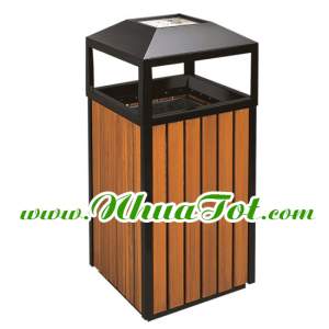 Thùng rác gỗ vuông gạt tàn