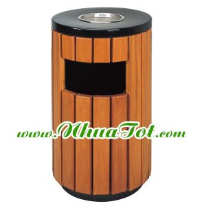 Thùng rác tròn ngoài trời giả gỗ