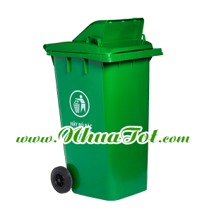 Thùng Rác 240 Lít, Nắp Hở, Xanh Lá