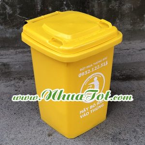 Thùng rác 60 lít màu vàng
